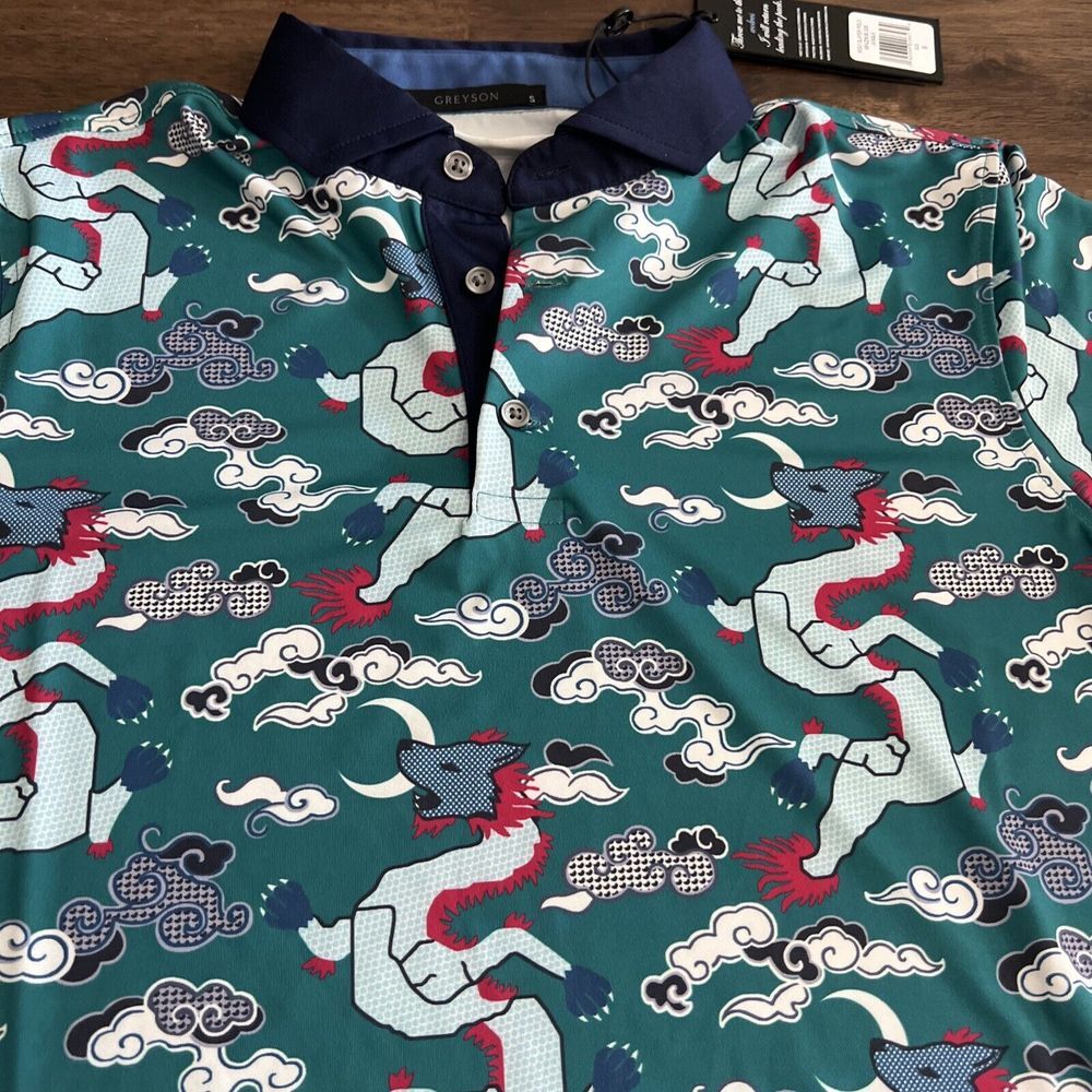 Greyson Wolf Slayer Jungle Golf Polo Shirt Mens Small‎ NWT $110